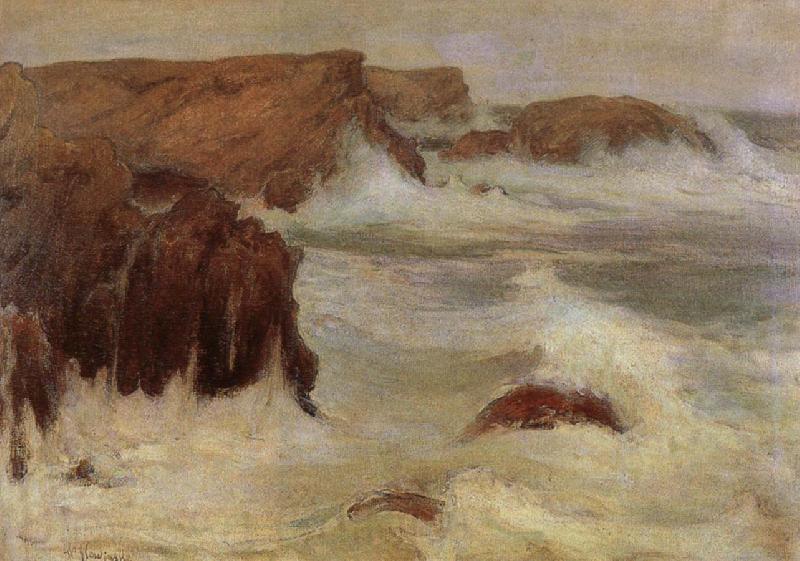 Wladyslaw Podkowinski Rough Sea at Belle-lle France oil painting art